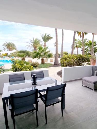 Playa Bastian first line of the sea in Costa Teguise, Spain