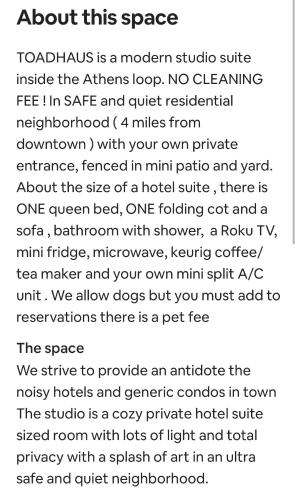 Toadhaus Studio in quiet residential neighborhood ATHENS in Athens, United States