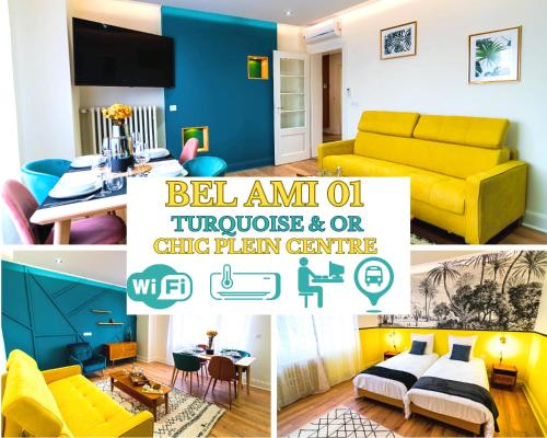 Bel AMI 01 Turquoise & OR Moderne Chic Centre Ville AccA s Jardin Clim Wifi Parking Localisation idAcale in Schiltigheim, France