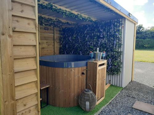 Anglesey new modern shepherds hut with spa hot tub in Holyhead, United Kingdom