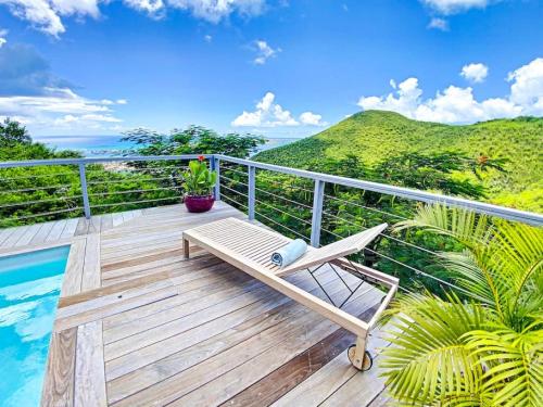 Aquamarine private room in Villa Casa Blue pool sea view — 4-Star Luxury Hotel in Koolbaai, Sint Maarten