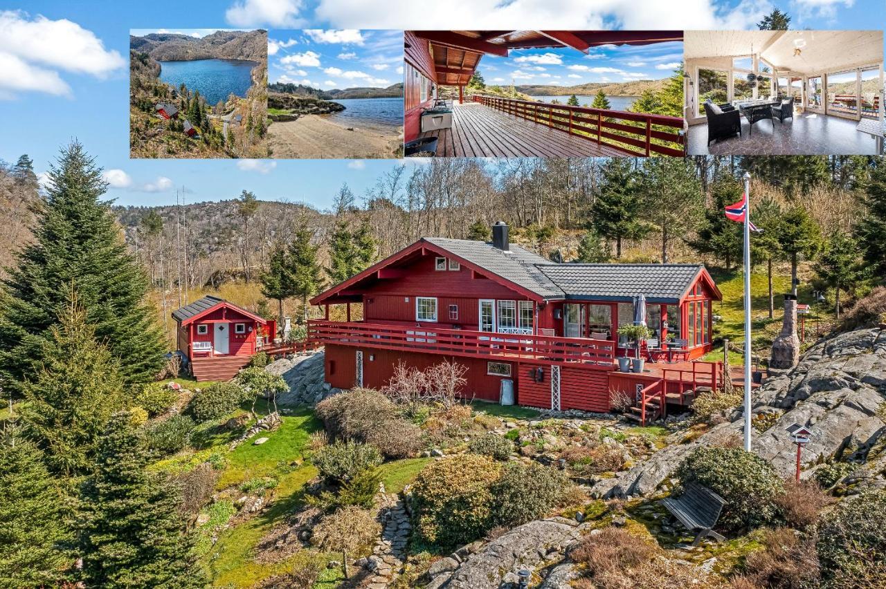 Gemutliches Helles Ferienhaus Am See Mit Panoramaseeblick Hutte Und Nahe Meer — Lyngdal