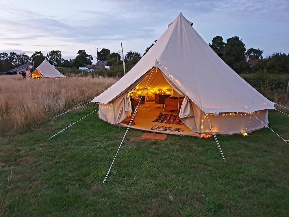 6 Guests Bell Tent Wood Stove Parking