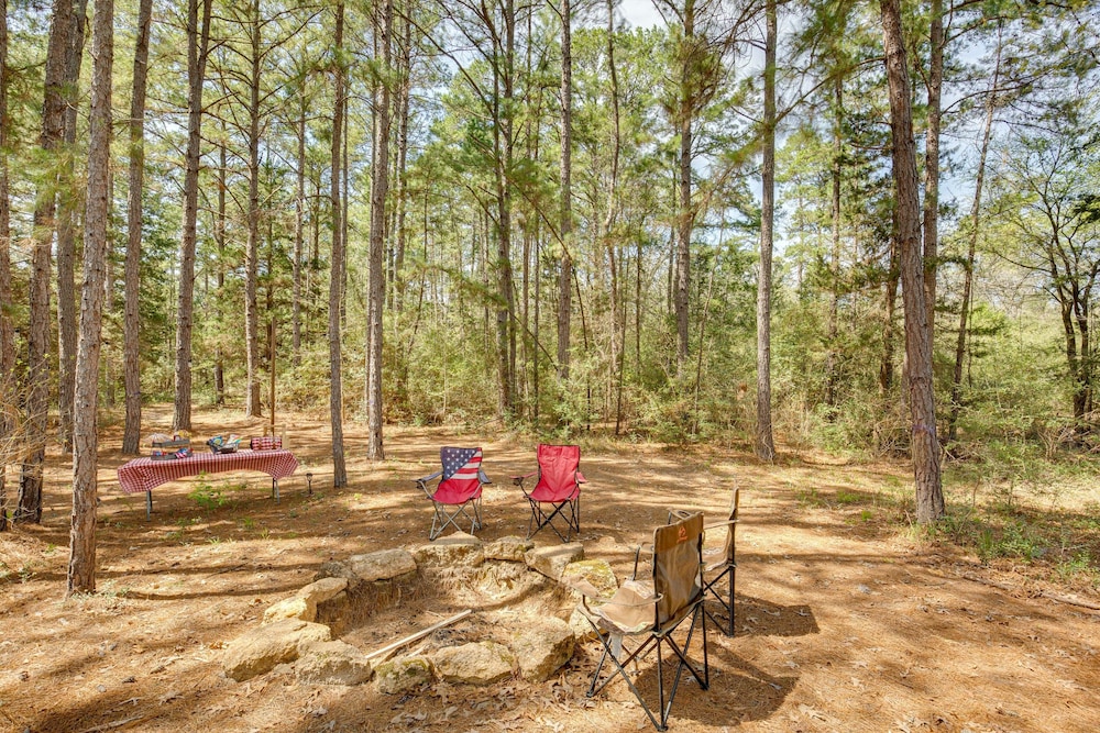 Pool Grill & Fire Pit: Grapeland Farm Retreat pet-friendly hotel Grapeland