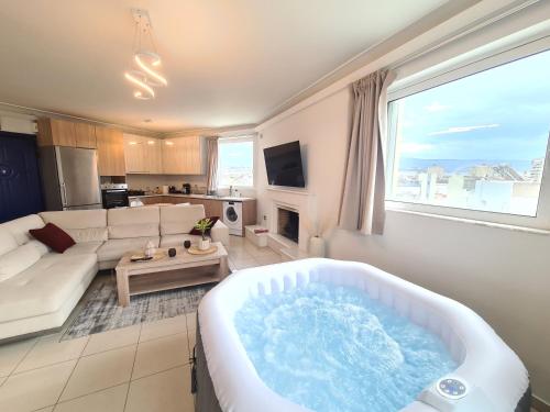 Sunny Home Private Jacuzzi Hydromassage Fireplace Acropolis & Lycabettus View Underground Parking 300m Metro Peristeri — 4-Star Luxury Hotel in Athens, Greece