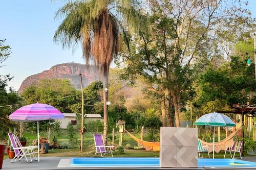 Rancho com piscina e vista para o Paxixi in Ipira, Brasil