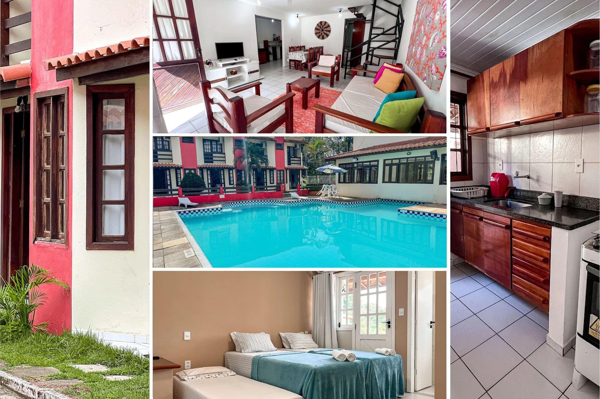 Casas com 2 ou 3 suítes com internet privativa 300MBPSno Residencial Nazareth localizado a aproximadamente 80m da praia de Taperapuã com piscina sauna portaria 24hrs in Porto Seguro, Brasil