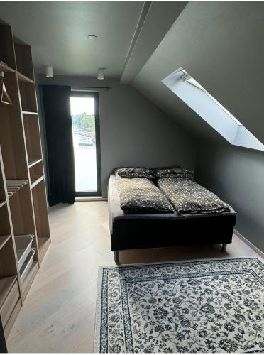 Flott moderne hus langs elven in Fredrikstad, Norway