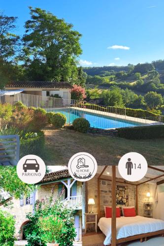 Les Tournesols piscine campagne idéal familles — hotel in Sauveterre