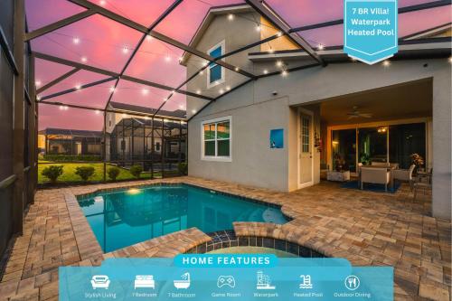 7BR Heated Pool Spa Free Water Park - carbon neutral hotel in Kissimmee