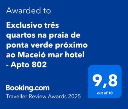 Exclusivo Na Praia de Ponta Verde Proximo Ao Maceio Mar Hotel Apto 802 - carbon neutral hotel in Maceio