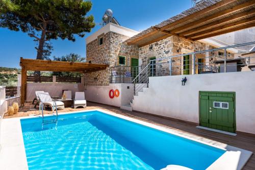 Aggel's House stone house private pool courtyard countryside views — 4-Star Luxury Hotel in Sitia, Greece