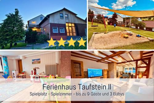 Kindertraum Spielplatz Spielzimmer Terrasse mit Grill Garten wandern 3 Schlafzimmer bis 9 Personen Ferienhaus Taufstein 2 — hotel in Herbstein