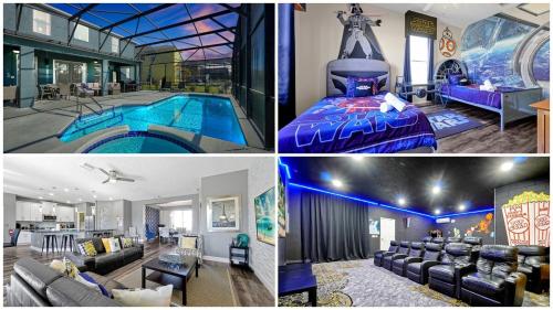 Waterfront Villa showcasing a theater games room and a private pool — 4-Star Luxury Hotel in Kissimmee, United States