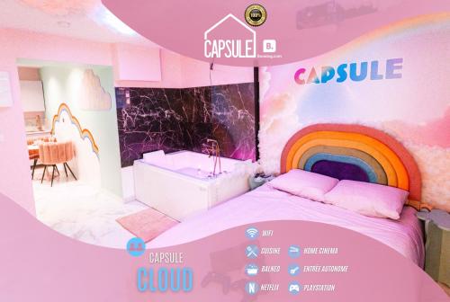 Capsule Cloud Jacuzzi Projecteur Cinema - carbon neutral hotel in Tourcoing