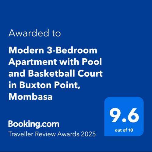 Modern 3 Bedroom Apartment with Gym Pool and Basketball Court in Buxton Point Mombasa — 4-Star Luxury Hotel in Mombasa, Kenya