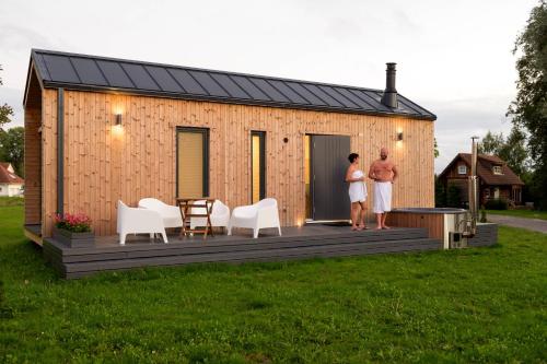 Eco houses with a hot tub and sauna in Paernu, Estonia