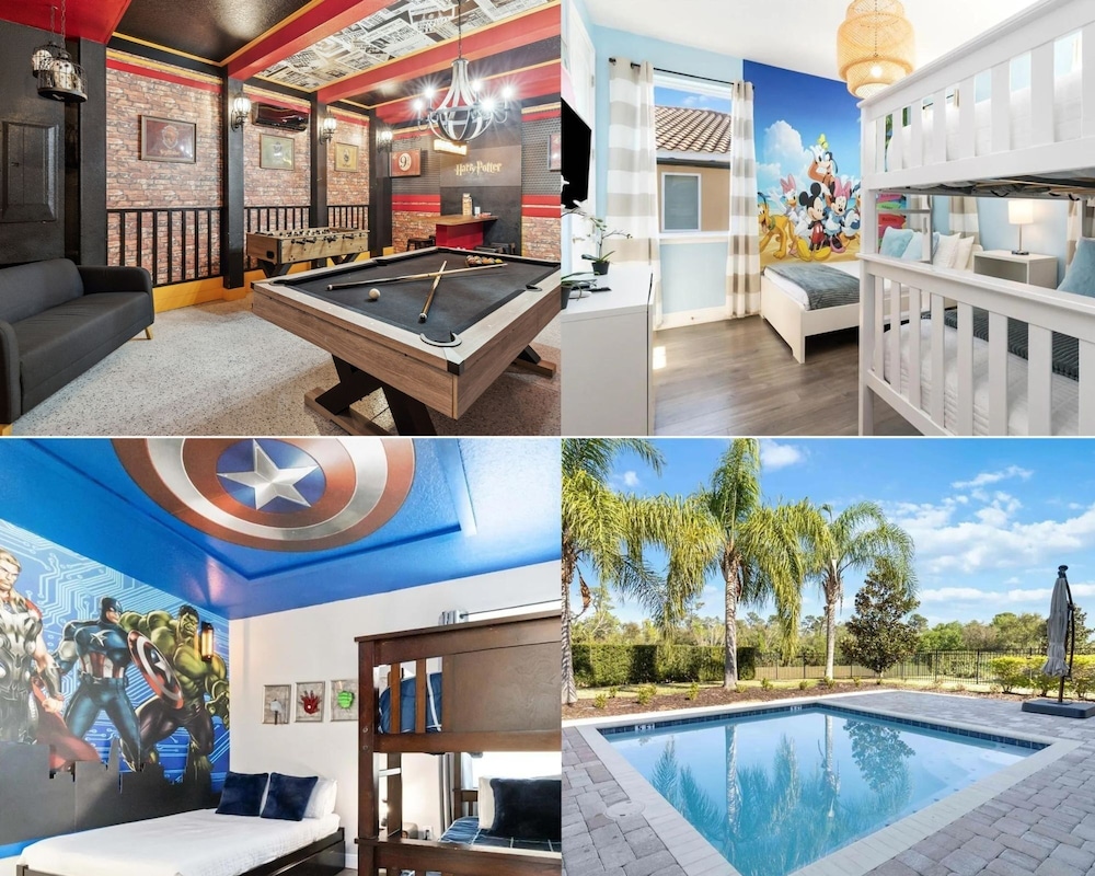 Modern 5 BDR Family Themed Home with Harry Potter Games Room and Free Pool Heat — 4-Star Luxury Hotel in Orlando, United States