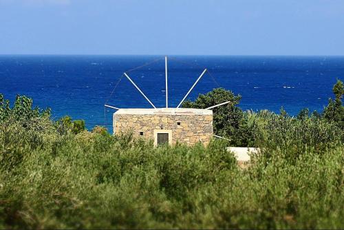 Authentic Cretan Stone Windmill in Sitia, Greece