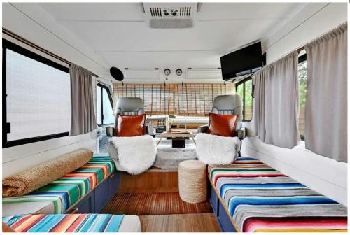Retro Motorhome Epic Outdoor Shower and Firepit