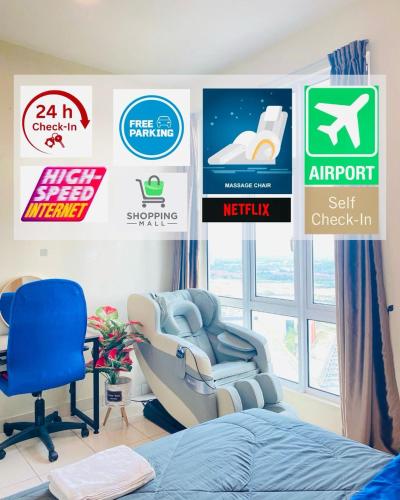 Mesahill Studio King PoolView With New FullBody Massage Chair Above Shopping Mall Bowling & Cinema 5 Minutes to USIM Nilai 24H Self and Easy Check In in Kampung Baharu Nilai, Malaysia