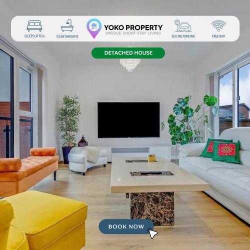 Upscale 3 Bedroom 3 Bathroom Detached House Central Location Free Driveway Parking 75'' Smart TV Fast WiFi and Snug Room by Yoko Property — 4-Star Luxury Hotel in Milton Keynes, United Kingdom