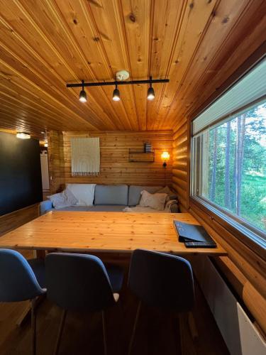 Logcabin sauna fireplace view kitchen in Unknown City, Finland