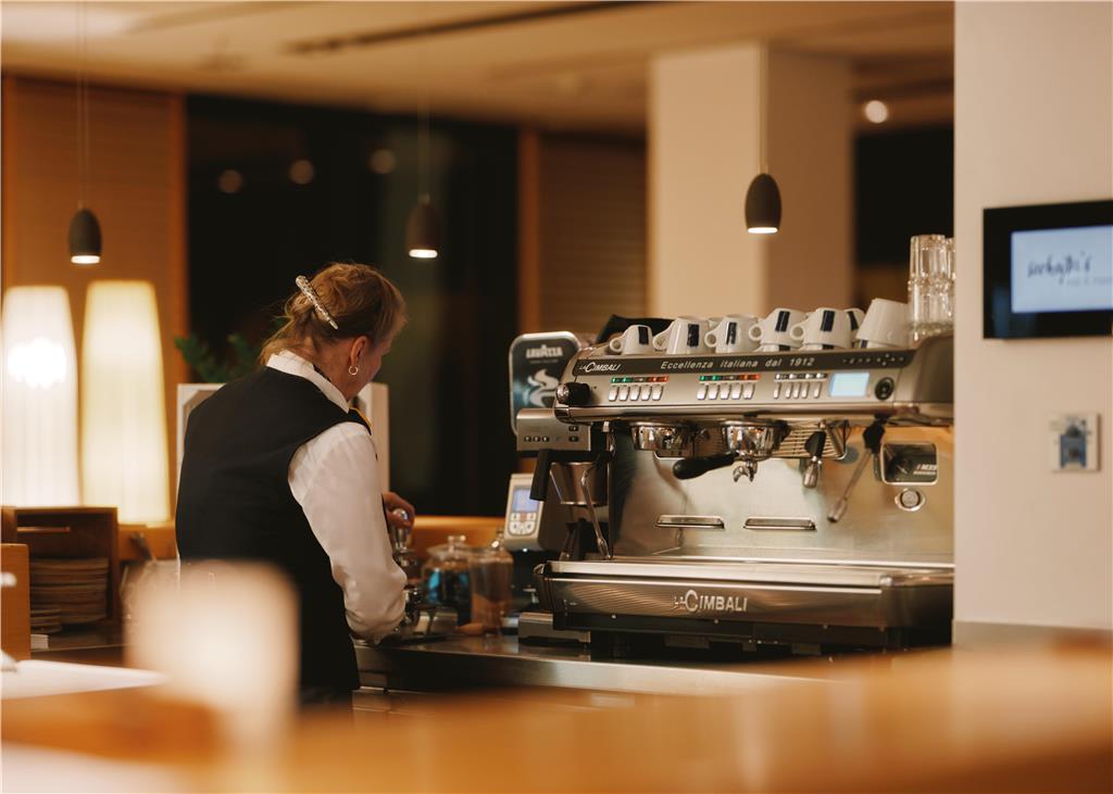 Of course, the bar serves fresh coffee from the portafilter machine