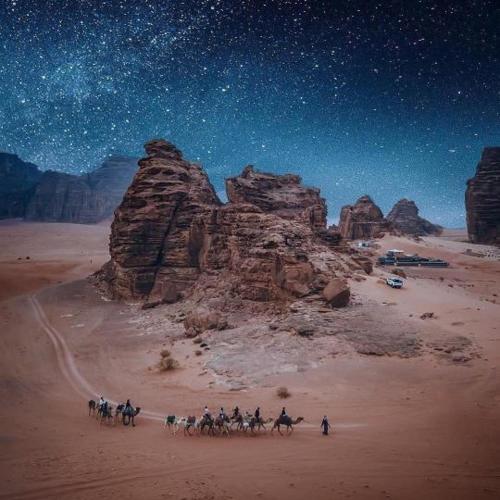 The sun of Wadi Rum in Wadi Rum, Jordan