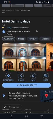 Dameer Palace - carbon neutral hotel in Srinagar