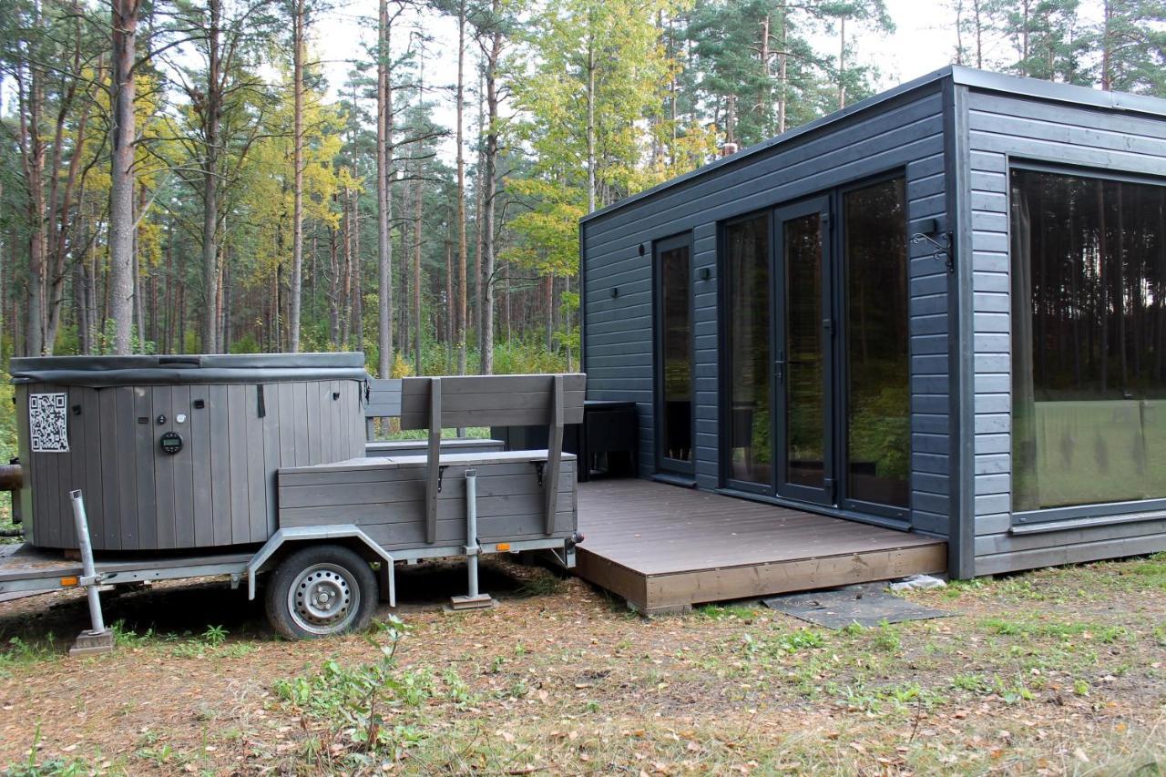 Minimaja saunaga vaatega männimetsale in Unknown City, Estonia