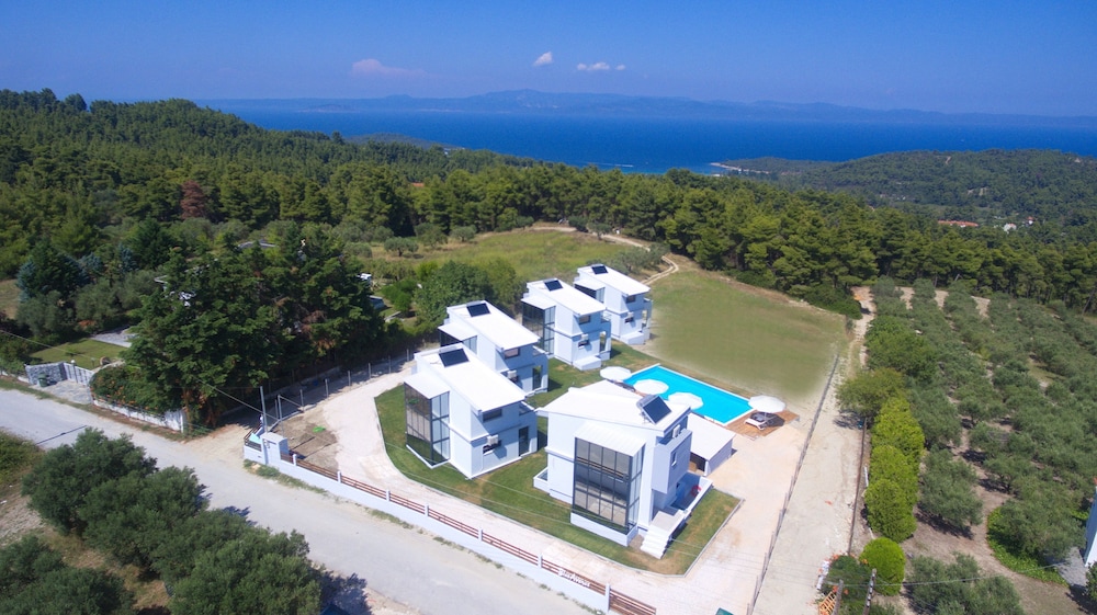 Blue Avenue in Kassandreia, Greece