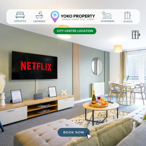 City Centre Apartment with Free Parking Balcony Super Fast Wifi and Smart TV with Netflix by Yoko Property — 4-Star Luxury Hotel in Northampton, United Kingdom