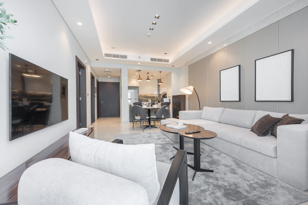 Free housekeeping visits during your stay StayShort 1 Bedroom in Nobles Tower with Burj Khalifa Views — 4-Star Luxury Hotel in Dubai, United Arab Emirates