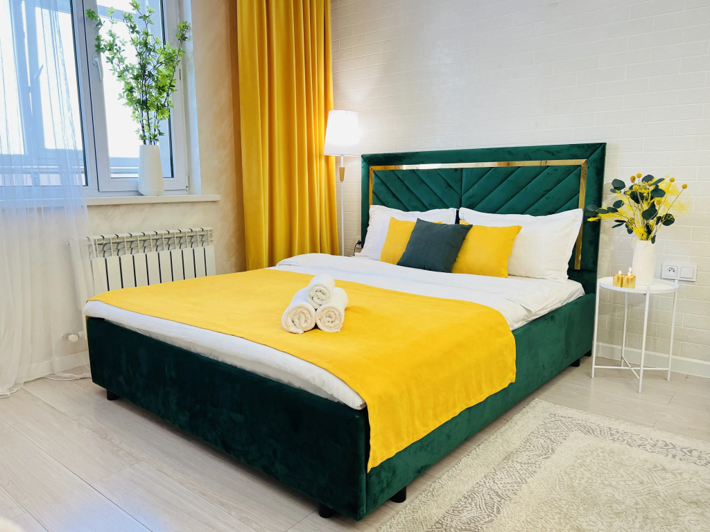 417I1 Gray and Yellow apartment Sholpan city — 4-Star Luxury Hotel in Almaty, Kazakhstan