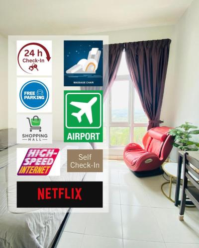 Mesahill Studio King With Massage Chair Above Shopping Mall Cinema & Bowling 5 Minutes to USIM Nilai 24H Self and Easy Check In in Kampung Baharu Nilai, Malaysia