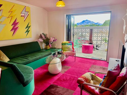 Designers dream Tokyo pop art apartment with courtyard fire & views — 4-Star Luxury Hotel in Wanaka, New Zealand