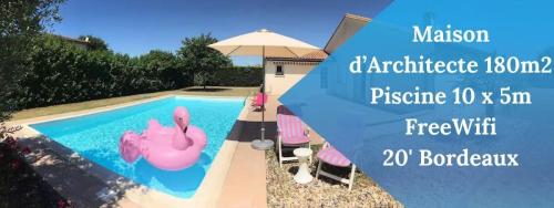 Évasion à proximité de Bordeaux Piscine Privée pet-friendly hotel Podensac