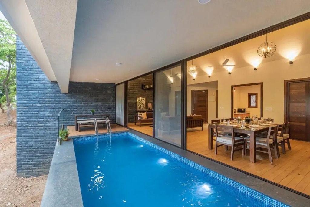 SaffronStays Kaia Waters by Kosha Villas Pawna Greek style villa with panoramic view of Pawna lake — 4-Star Luxury Hotel in Lonavla, India
