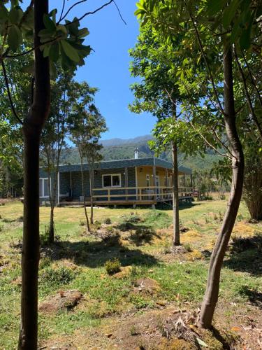 Cabaña con árboles nativos en su patio. in Unknown City, Chile