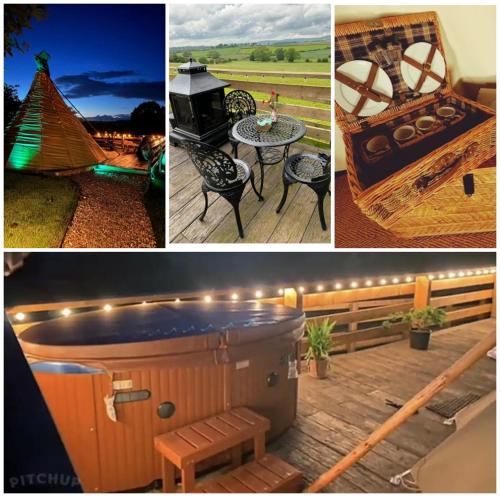 Burtree Country House Tipi's Treehouse & Lodge & house rooms with hot tubs in a private garden