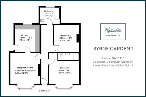 Madison Hill Byrne Garden 1 Two bedroom home — 4-Star Luxury Hotel in London, United Kingdom