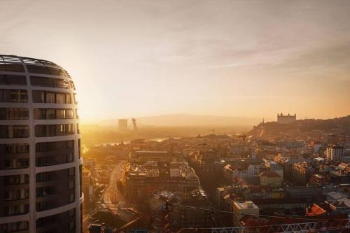 Castle view and city skyline view Sky Park residence — 4-Star Luxury Hotel in Bratislava, Slovakia