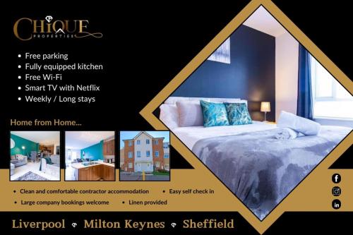 4BR Contractor Town House 2.5bathrooms 2 free parking spaces managed by Chique Properties — 4-Star Luxury Hotel in Milton Keynes, United Kingdom
