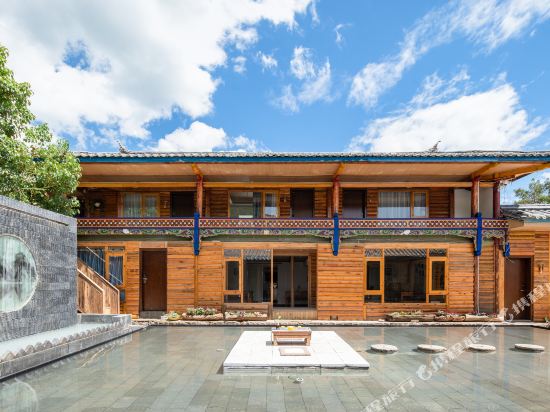 First sight of Huyun residential hotel in Lugu Lake in Yanjing, People's Republic of China