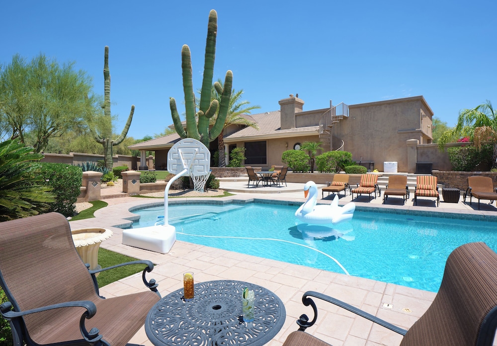 Valley View Villa Resort Style Backyard Heated Pool in Scottsdale, United States