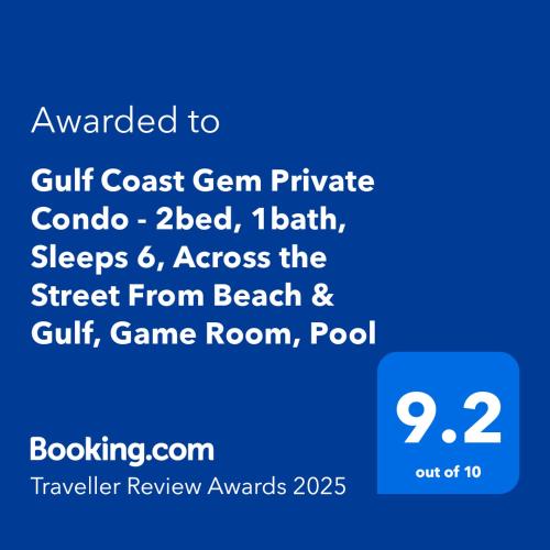 Gulf Coast Gem Private Condo 2bed 1bath Sleeps 6 Across the Street From Beach & Gulf Game Room Pool — 4-Star Luxury Hotel in Indian Shores, United States