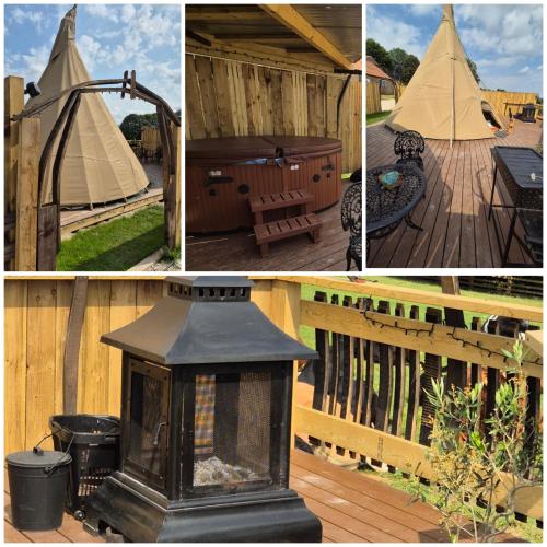Burtree Country House Tipi's Treehouse & Lodge & house rooms with hot tubs in a private garden